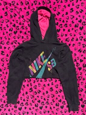 Nike Hooded Sweatshirt in Black with Hot Pink Lining